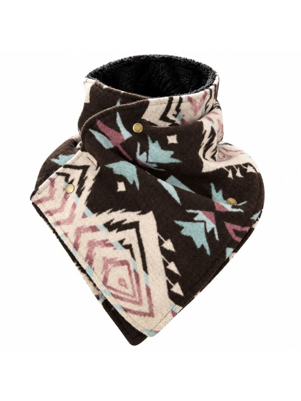 Western Cowl Neck Warmer Scarf Southwestern Fleece Black Minky Cowgirl Ranch